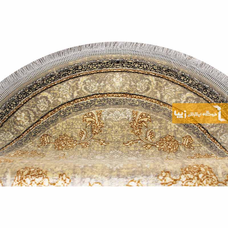 فرش گرد طرح شاهکار زمینه کرم