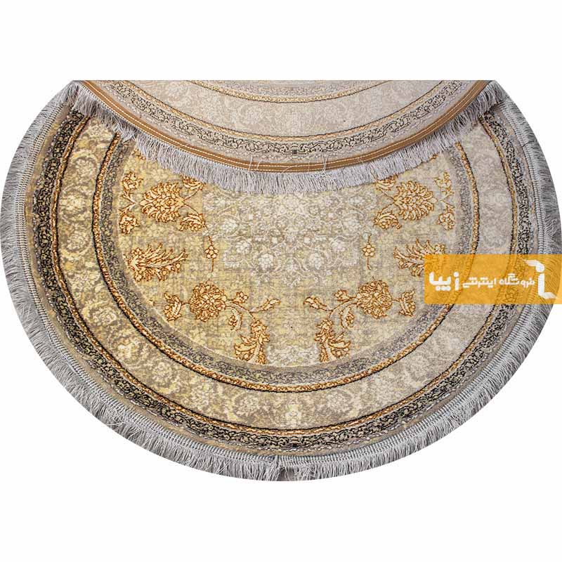 فرش گرد طرح شاهکار زمینه کرم