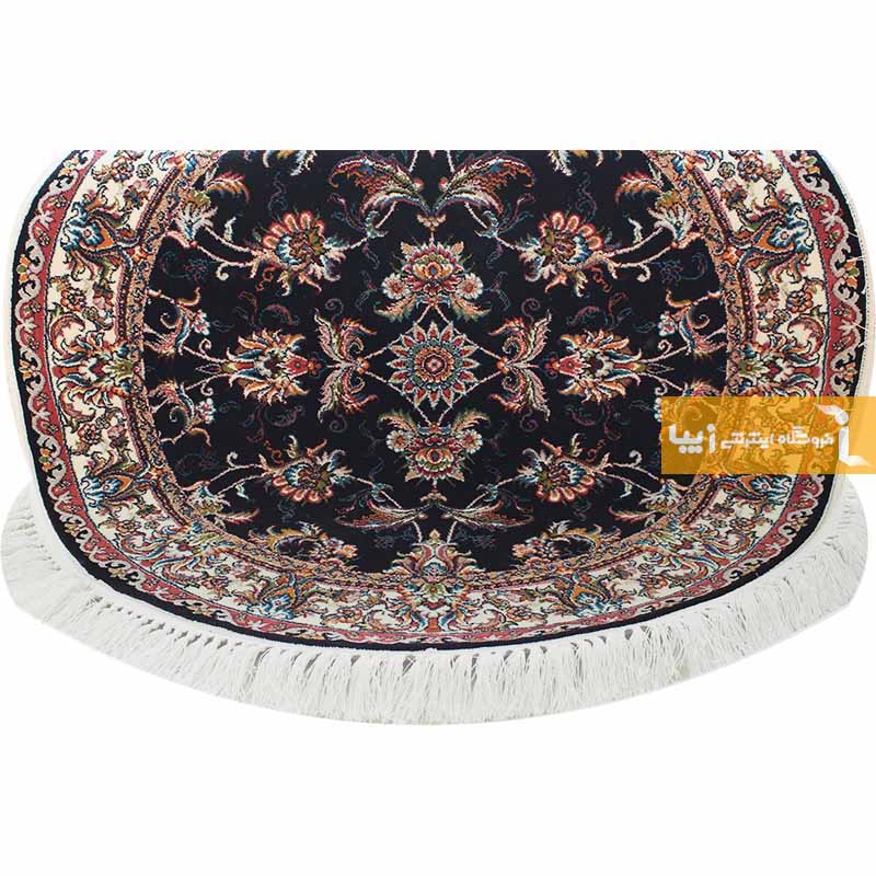 فرش گرد طرح صبا زمینه سرمه ای