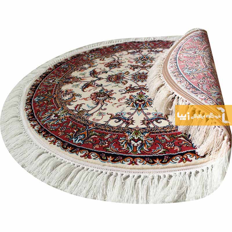 فرش گرد طرح صبا زمینه کرم