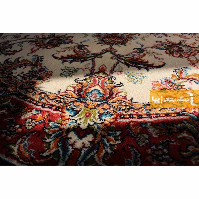 فرش گرد طرح صبا زمینه کرم