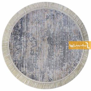 فرش گرد طرح صحرا زمینه طوسی