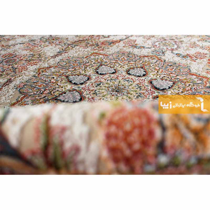 فرش گرد طرح فردوس زمینه کرم