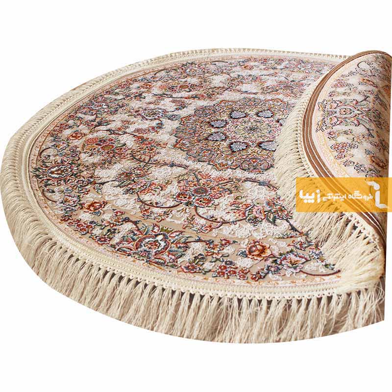 فرش گرد طرح فردوس زمینه کرم