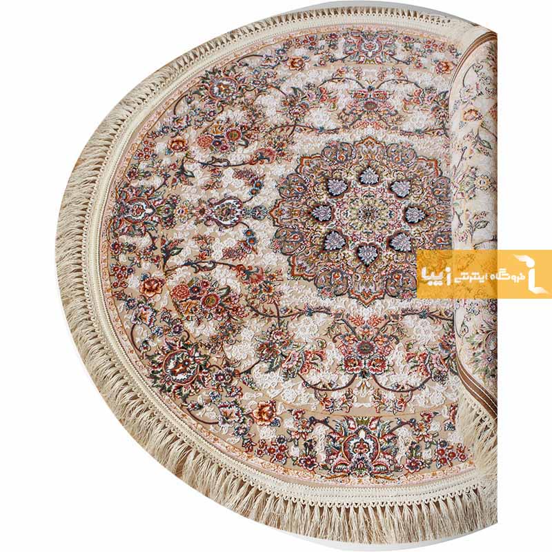 فرش گرد طرح فردوس زمینه کرم