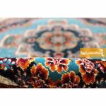 فرش گرد طرح ناردون زمینه آبی