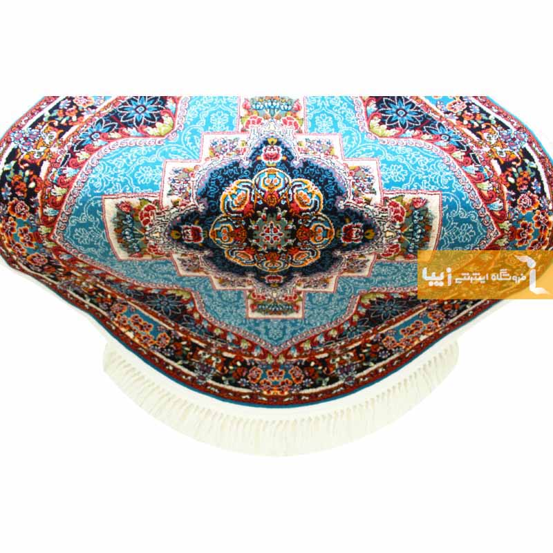 فرش گرد طرح ناردون زمینه آبی