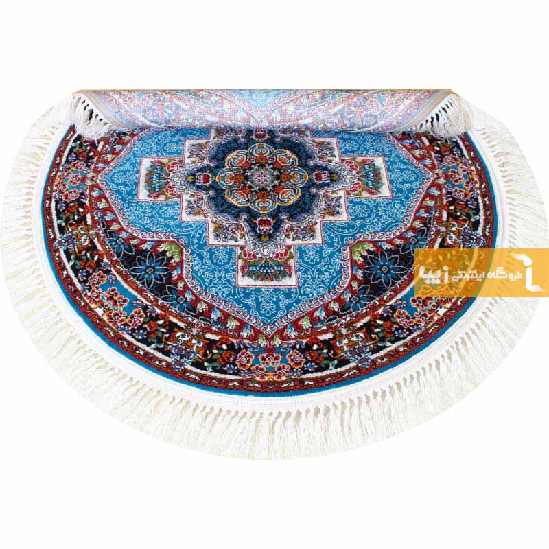 فرش گرد طرح ناردون زمینه آبی