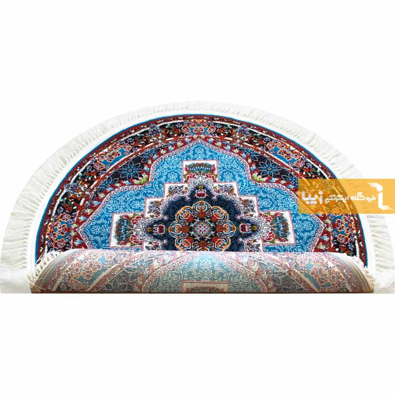 فرش گرد طرح ناردون زمینه آبی