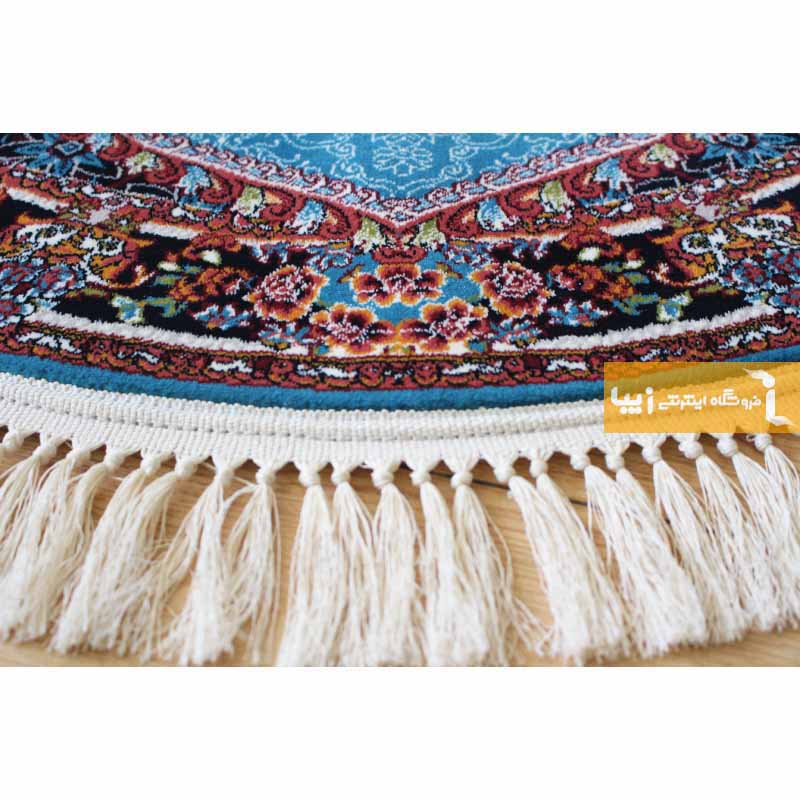 فرش گرد طرح ناردون زمینه آبی