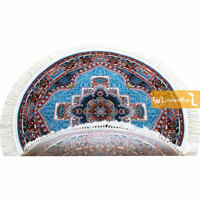 فرش گرد طرح ناردون زمینه آبی