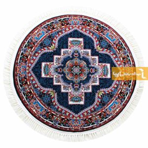 فرش گرد طرح ناردون زمینه سرمه ای