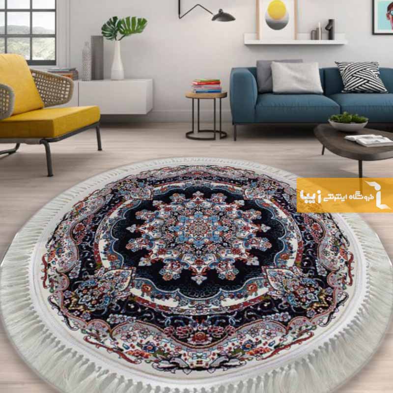 فرش گرد طرح نیلا زمینه کرم