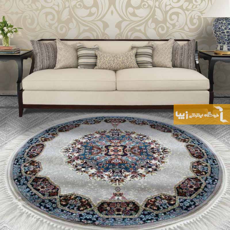 فرش گرد طرح هالیدی زمینه فیلی
