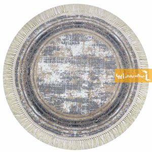 فرش گرد طرح پتینه زمینه طوسی