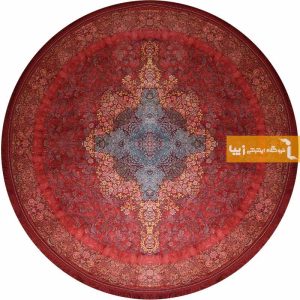 فرش گرد طرح کارنلین زمینه قرمز