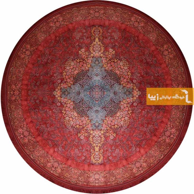 فرش گرد طرح کارنلین زمینه قرمز