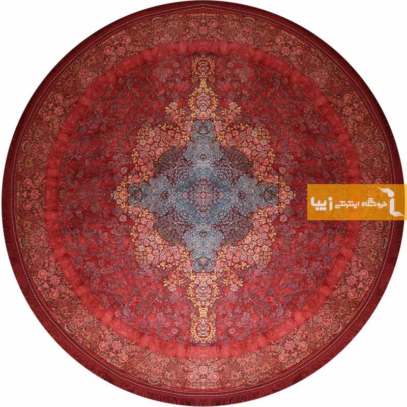 فرش گرد طرح کارنلین زمینه قرمز