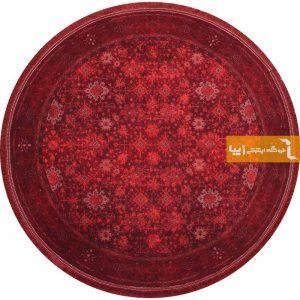 فرش گرد طرح یاقوت زمینه زرشکی
