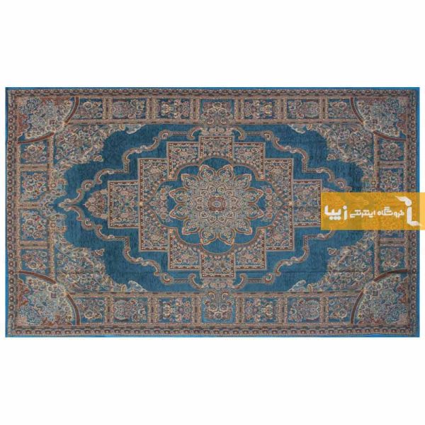 روفرشی مخمل طرح حوض نقره زمینه فیروزه ای