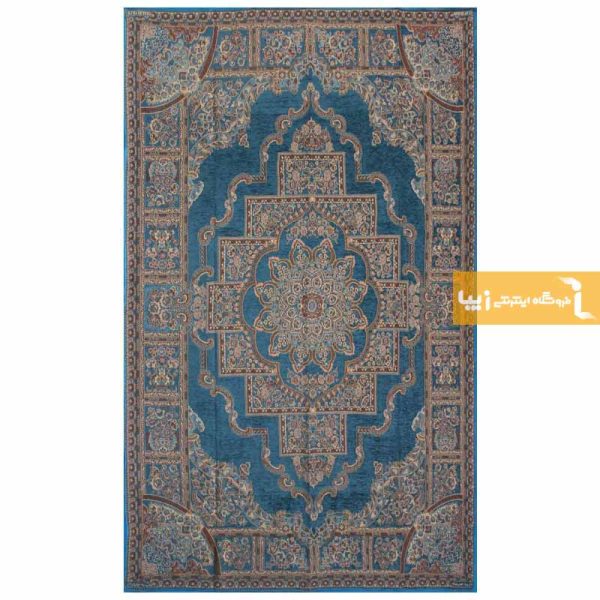 روفرشی مخمل طرح حوض نقره زمینه فیروزه ای