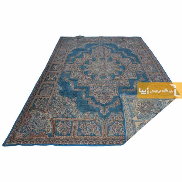 روفرشی مخمل طرح حوض نقره زمینه فیروزه ای