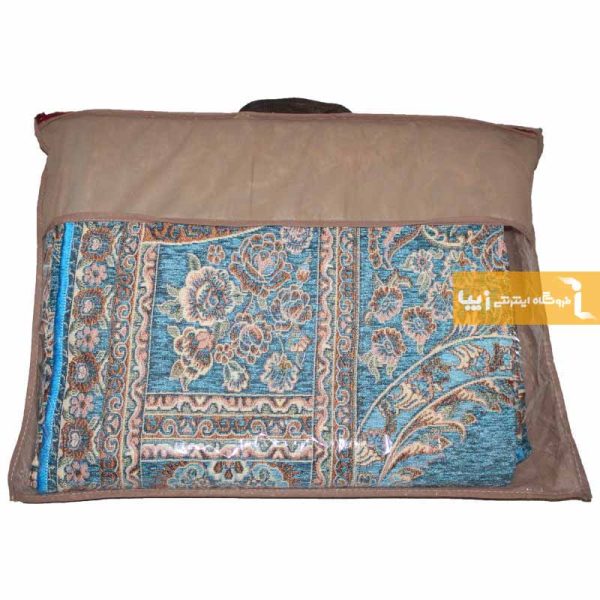 روفرشی مخمل طرح حوض نقره زمینه فیروزه ای