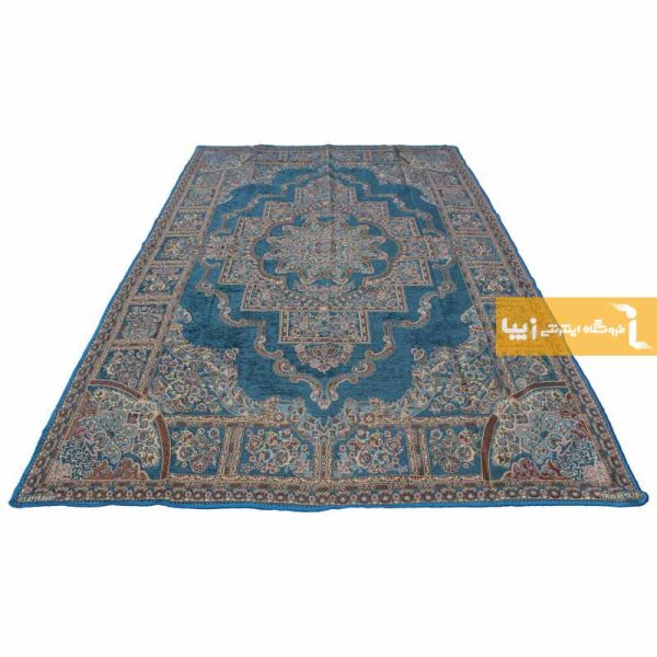 روفرشی مخمل طرح حوض نقره زمینه فیروزه ای