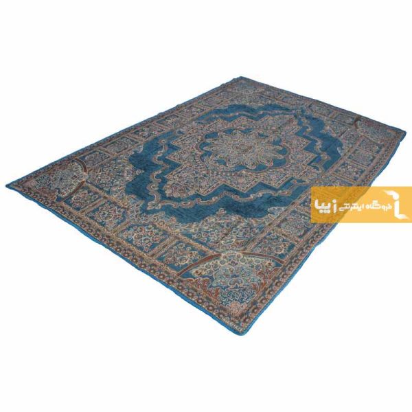روفرشی مخمل طرح حوض نقره زمینه فیروزه ای