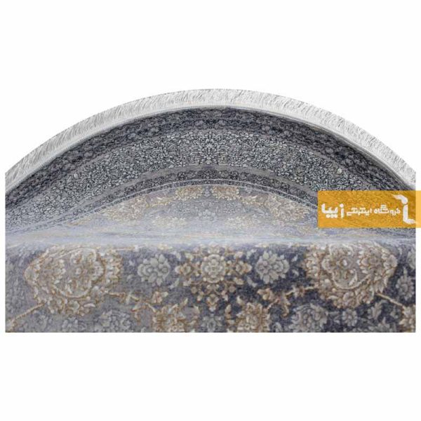 فرش گرد ذغالی طرح شاهگل11