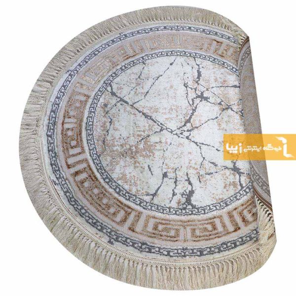 فرش گرد کرم طرح ماربل3