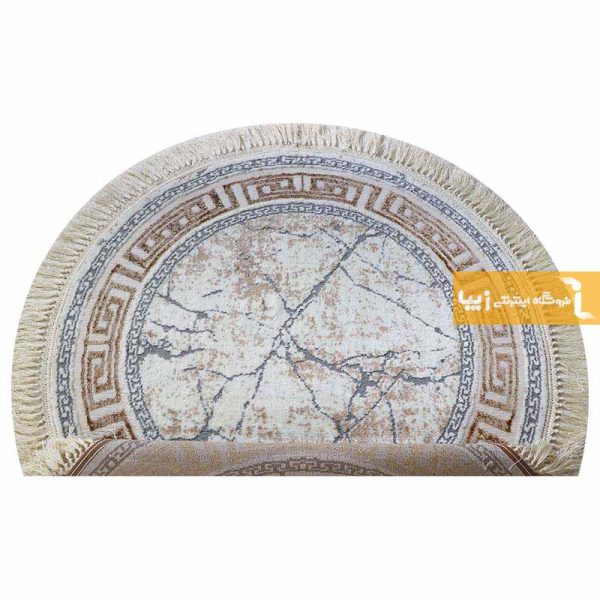 فرش گرد کرم طرح ماربل2