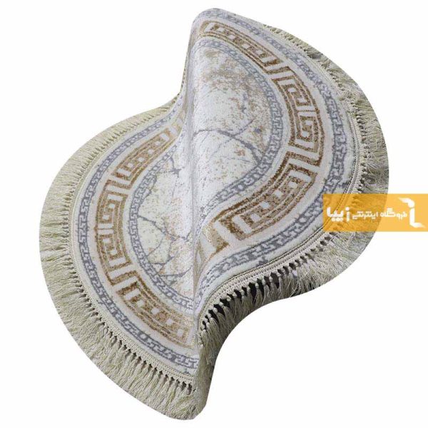 فرش گرد کرم طرح ماربل11