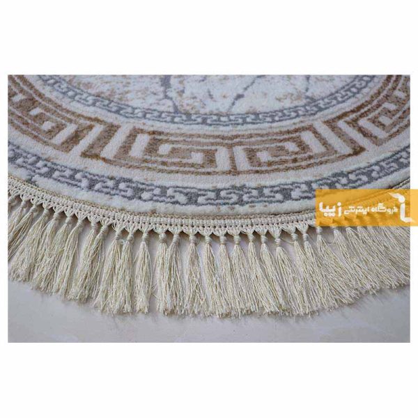 فرش گرد کرم طرح ماربل10