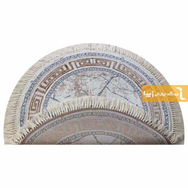 فرش گرد کرم طرح ماربل7