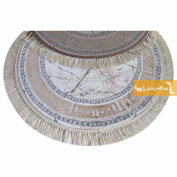 فرش گرد کرم طرح ماربل6