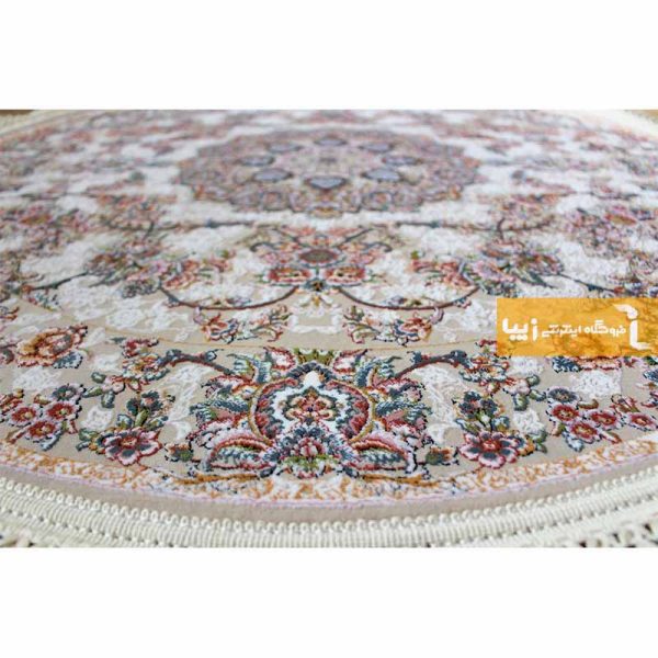 فرش گرد کرم طرح فردوس9