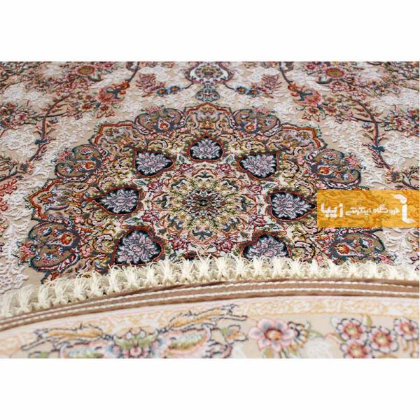 فرش گرد کرم طرح فردوس8