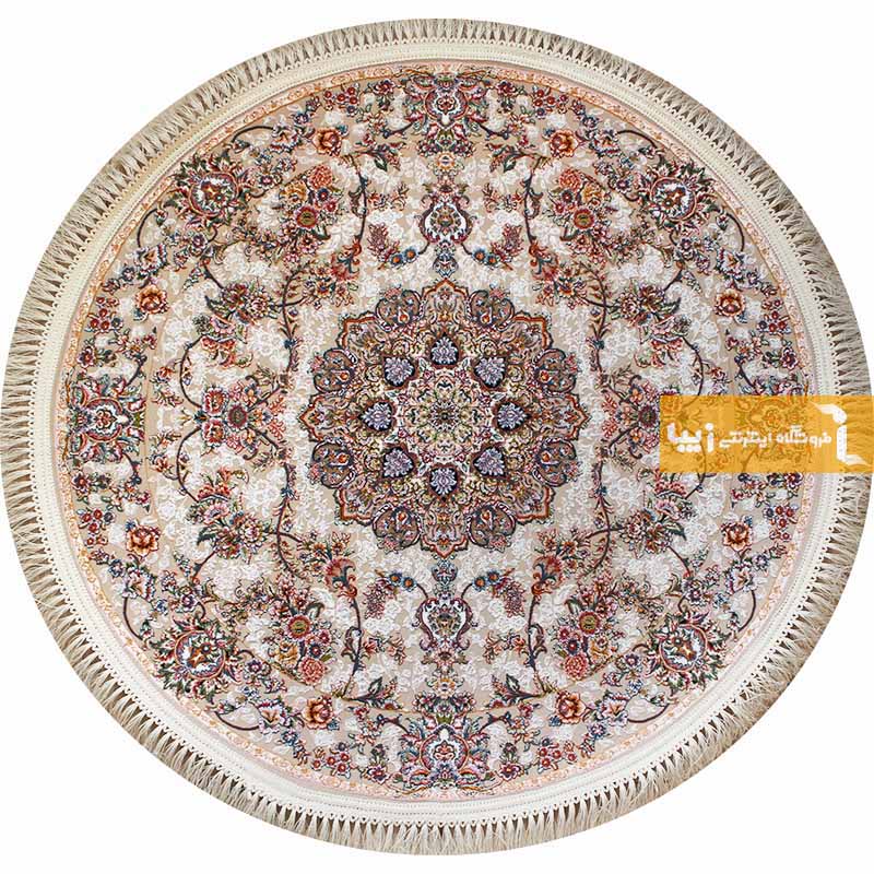 فرش گرد کرم طرح فردوس6