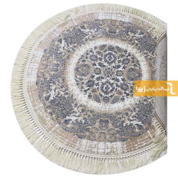 فرش گرد کرم طرح گلشن13