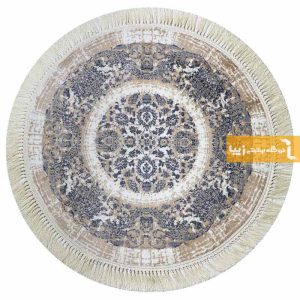 فرش گرد کرم طرح گلشن11