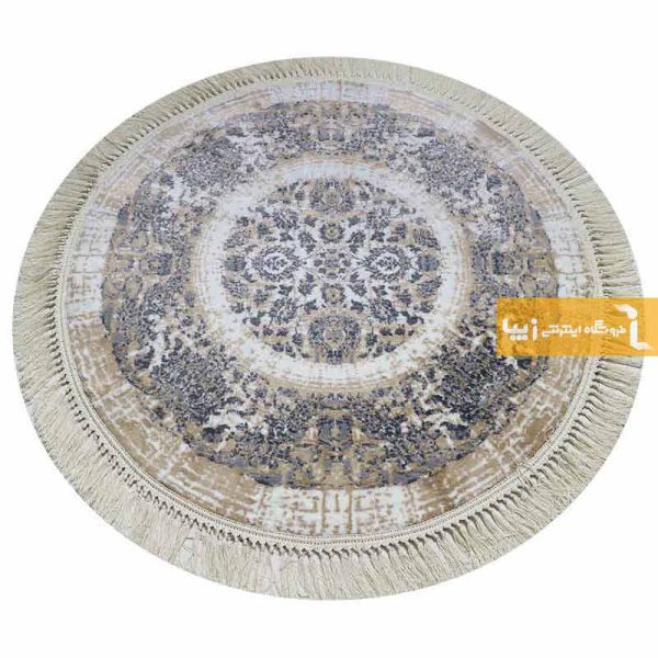 فرش گرد کرم طرح گلشن10