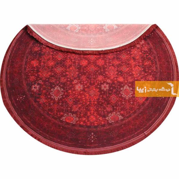فرش گرد زرشکی طرح یاقوت2