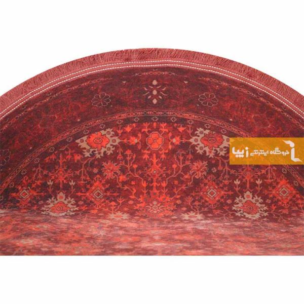 فرش گرد زرشکی طرح یاقوت7
