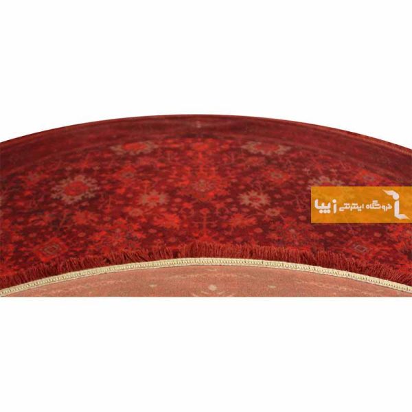 فرش گرد زرشکی طرح یاقوت4