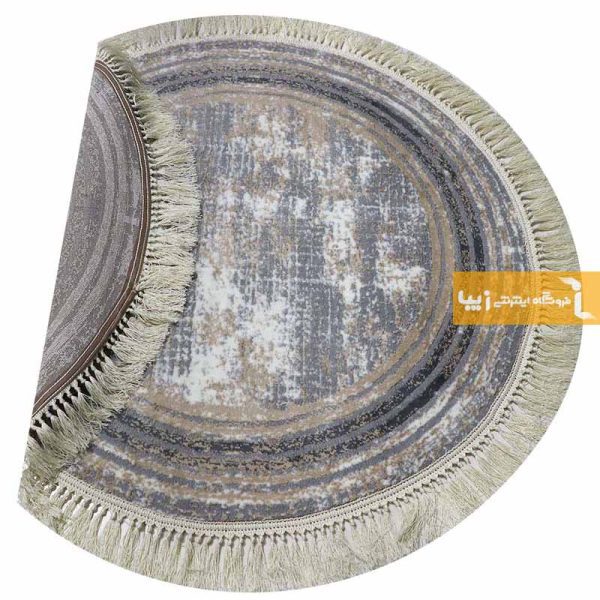 فرش گرد طوسی طرح پتینه2
