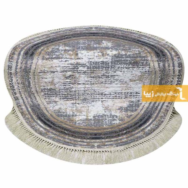 فرش گرد طوسی طرح پتینه6