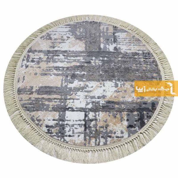 فرش گرد طوسی طرح پرتو8