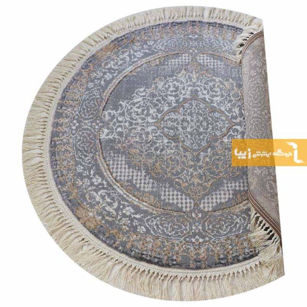 فرش گرد طوسی طرح روناک5