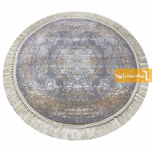 فرش گرد طوسی طرح رویال10
